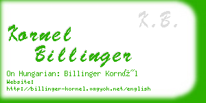 kornel billinger business card